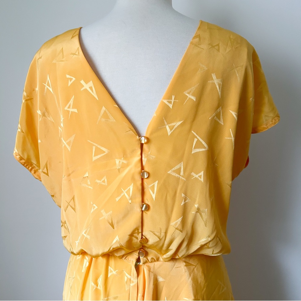 Vintage 80s Canary Yellow Cocktail Dress • Size M